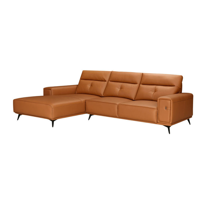 Sofa Half Leather L Shape 227 - Dark Orange