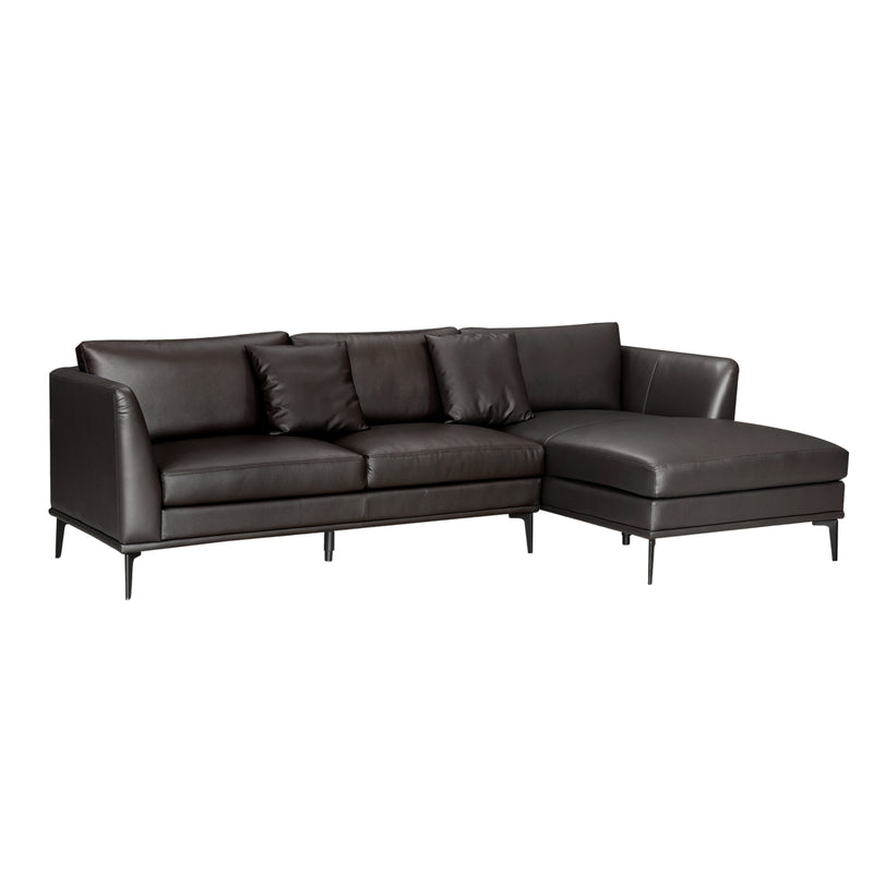 Sofa Half Leather 226 L Shape  - Deep Brown 429