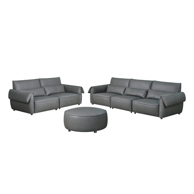 Sofa Half Leather 231 321 Seater + Ottoman  - MW 680