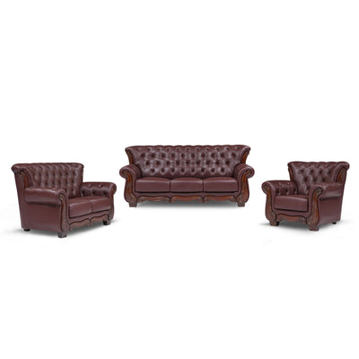 Classic Sofa Half Leather Litherina Maroon