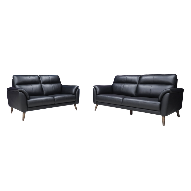 Sofa Half Semi Aniline Leather 3&2 Seater ZL3728 - Black